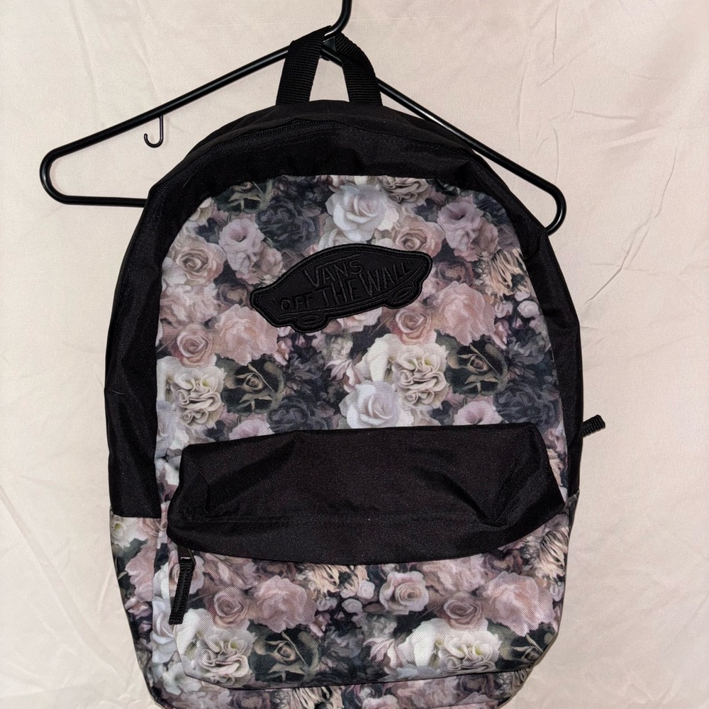 Vans Floral Backpack - Black and Pink